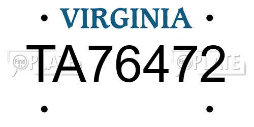 TA76472 Virginia License Plate