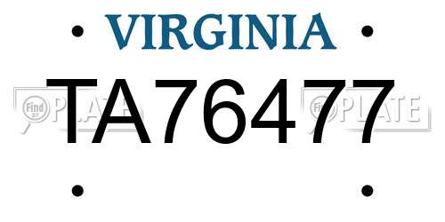 TA76477 Virginia License Plate