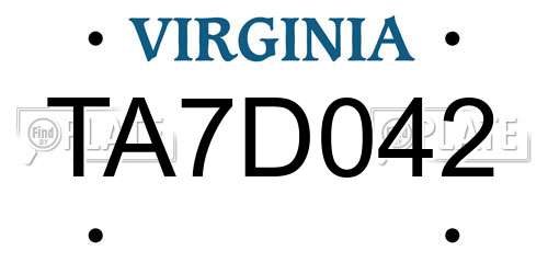 TA7D042 Virginia License Plate