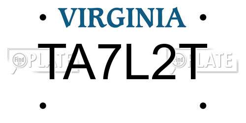 TA7L2T Virginia License Plate
