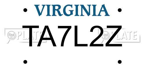TA7L2Z Virginia License Plate