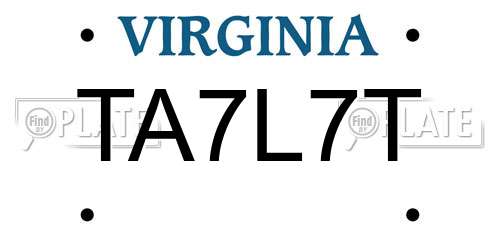 TA7L7T Virginia License Plate