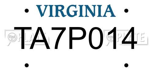 TA7P014 Virginia License Plate