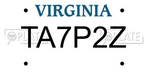 TA7P2Z Virginia License Plate