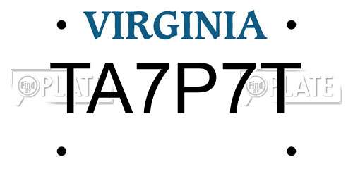 TA7P7T Virginia License Plate