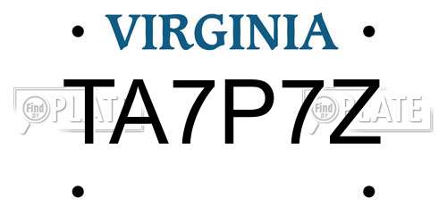 TA7P7Z Virginia License Plate