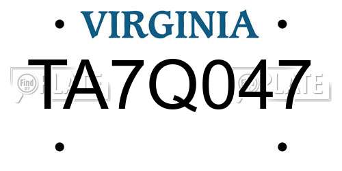 TA7Q047 Virginia License Plate