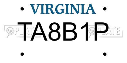 TA8B1P Virginia License Plate
