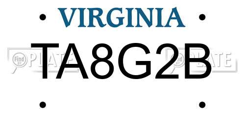 TA8G2B Virginia License Plate