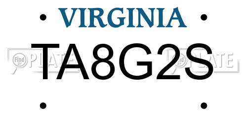 TA8G2S Virginia License Plate