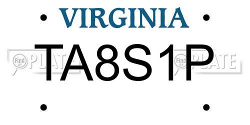 TA8S1P Virginia License Plate