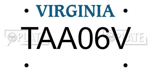 TAA06V Virginia License Plate