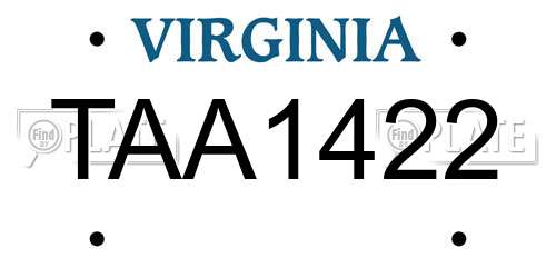 TAA1422 Virginia License Plate