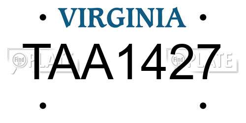 TAA1427 Virginia License Plate