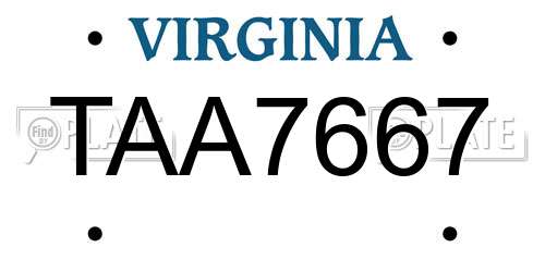 TAA7667 Virginia License Plate