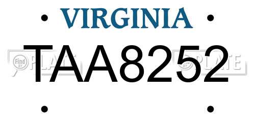 TAA8252 Virginia License Plate