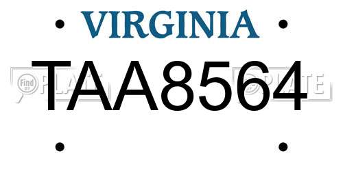 TAA8564 Virginia License Plate