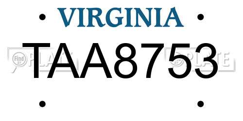 TAA8753 Virginia License Plate