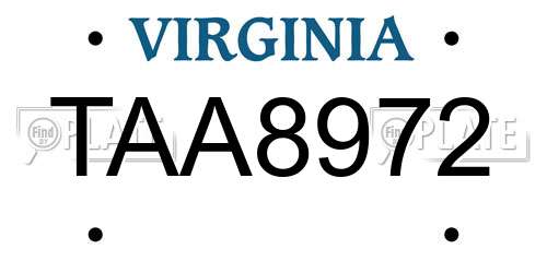 TAA8972 Virginia License Plate