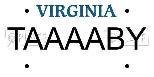 TAAAABY Virginia License Plate
