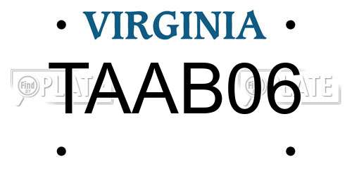 TAAB06 Virginia License Plate