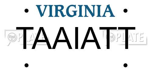 TAAIATT Virginia License Plate