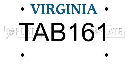 TAB161 Virginia License Plate