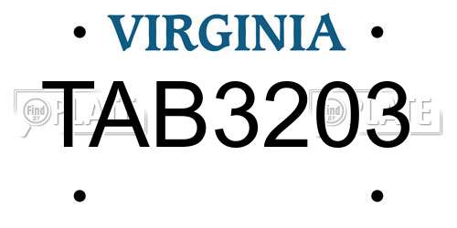 TAB3203 Virginia License Plate