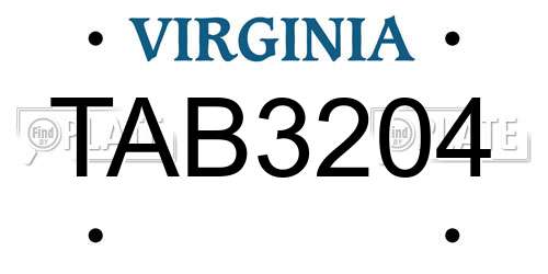 TAB3204 Virginia License Plate