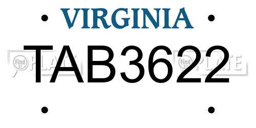 TAB3622 Virginia License Plate