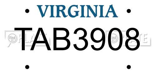 TAB3908 Virginia License Plate