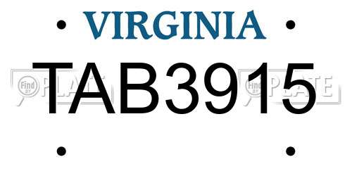 TAB3915 Virginia License Plate