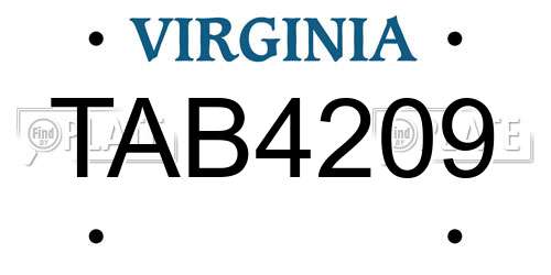 TAB4209 Virginia License Plate