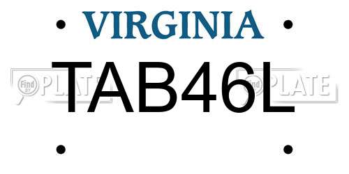 TAB46L Virginia License Plate