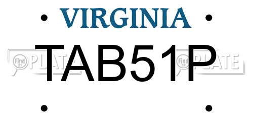 TAB51P Virginia License Plate