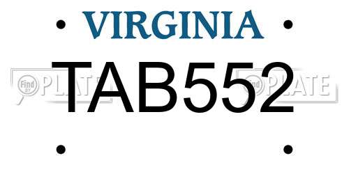 TAB552 Virginia License Plate