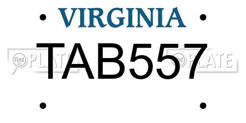 TAB557 Virginia License Plate