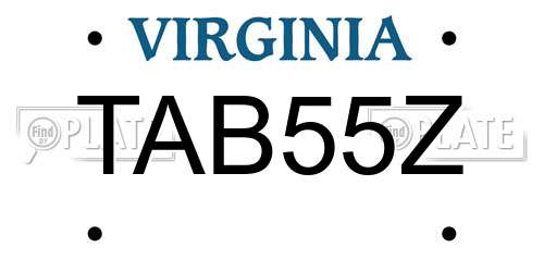 TAB55Z Virginia License Plate