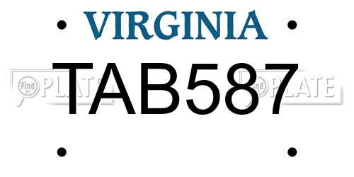 TAB587 Virginia License Plate