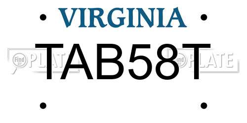 TAB58T Virginia License Plate