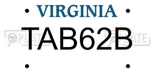 TAB62B Virginia License Plate