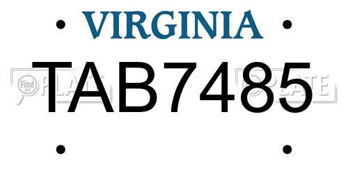 TAB7485 Virginia License Plate