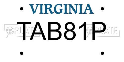 TAB81P Virginia License Plate