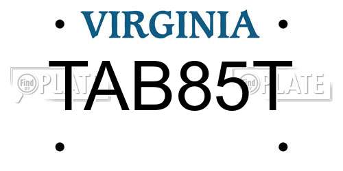 TAB85T Virginia License Plate
