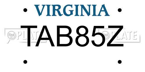 TAB85Z Virginia License Plate