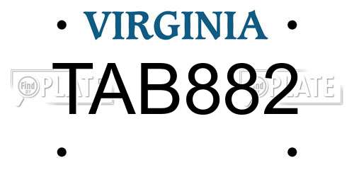 TAB882 Virginia License Plate