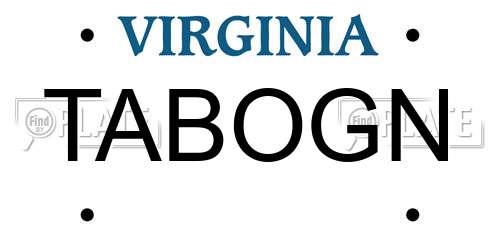 TABOGN Virginia License Plate