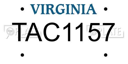 TAC1157 Virginia License Plate