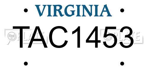 TAC1453 Virginia License Plate