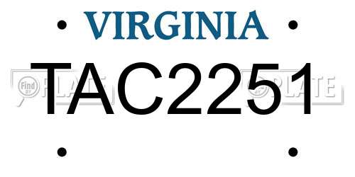 TAC2251 Virginia License Plate